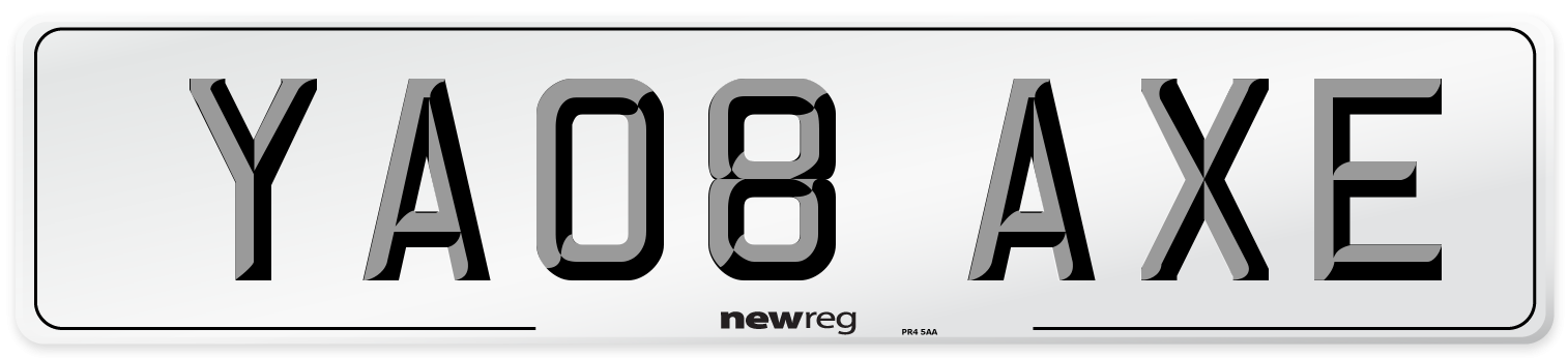 YA08 AXE Number Plate from New Reg